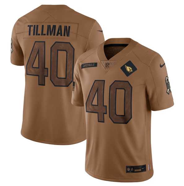 Men's Arizona Cardinals #40 Pat Tillman 2023 Brown Salute To Service Limited Football Stitched Jersey Dyin